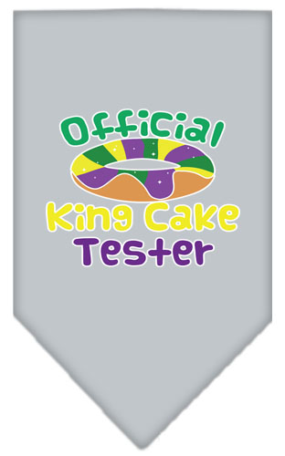 King Cake Taster Screen Print Mardi Gras Bandana Grey Large
